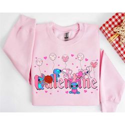 disney stitch and angel happy valentine's day shirt, stitch shirt, disney valentine's day shirt, stitch valentine shirt