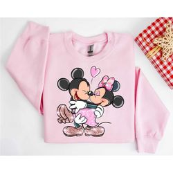 vintage mickey and minnie sweatshirt, disney valentines day sweatshirt, disney valentine's day shirt, mickey minnie vale