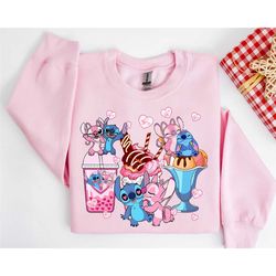 disney stitch and angel coffee cups valentine shirt, stitch shirt, disney valentine's day shirt, stitch valentine shirt