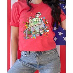 retro disney epcot bella canvas shirt, world traveler shirt, epcot since 1982, vintage disney shirt, mickey and friends,
