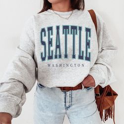 Seattle Vintage Varsity Crewneck Sweatshirt, Collegiate Seattle Sweater, Seattle Gift For Her, Washington Gameday Shirt,