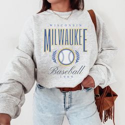 milwaukee baseball vintage unisex sweatshirt, retro preppy crewneck, hoodie, aesthetic gift her, cute women crew, throwb