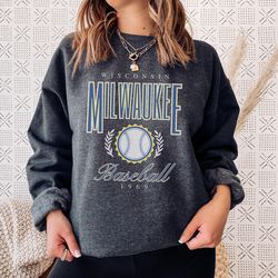 Milwaukee Baseball Vintage Unisex Sweatshirt, Retro Preppy Crewneck, Hoodie, Aesthetic Gift Her, Cute Women Crew