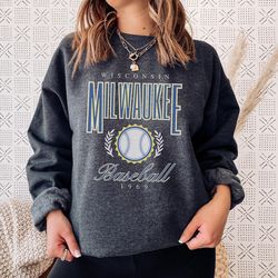 milwaukee baseball vintage unisex sweatshirt, retro preppy crewneck, hoodie, aesthetic gift her, cute women crew