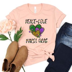 mardi gras t-shirt, peace love mardi gras shirt, mardi gras tee, mardi gras hearts shirt, dudes & beads tee, fleur de li