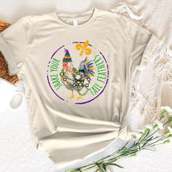 mardi gras chicken shirt, mardi gras shirt, shake your tail feather, nola shirt, fat tuesday, carnival shirt, fleur de l