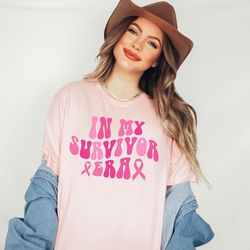 in my survivor era shirt, breast cancer survivor tshirt, cancer awareness t-shirt, retro font, breast cancer warrior gra