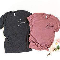 bride and groom shirts, bride and groom tees, bride groom set, cute set of shirts, for bride and groom