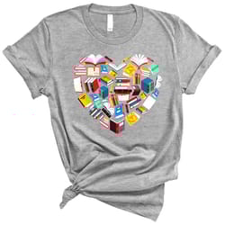 book lover heart shape t-shirt, reading club librarian gifts, book lover shirt, bookworms tee, heart from books tee