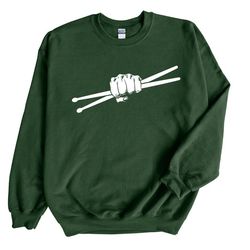 drummer sticks hand sweatshirt, drummer gift, drum sticks flag hoodie & sweatshirt, gift for drummer, rock music drum sw