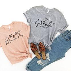 groom and bride shirt,mr and mrs,just married shirt,honeymoon shirt,wedding shirt,wife and hubs shirts