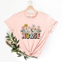 nurse flower shirt, gift for nurse, nursing student shirt, registered nurse, graduation shirt, nursing school tee