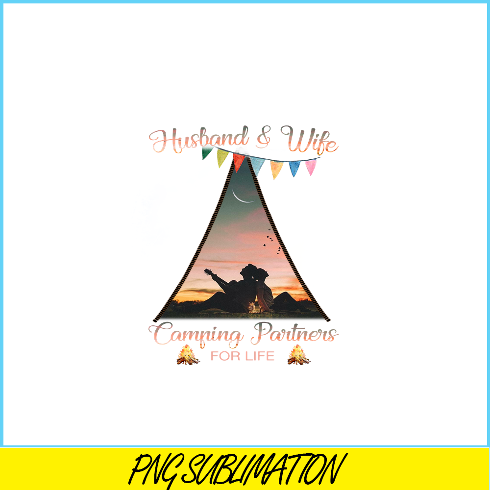 CAMP07112359-Husband And Wife Camping Partner For Life PNG Camping PNG Hut Opened The Scene Of The Couple Sitting At Night PNG.png