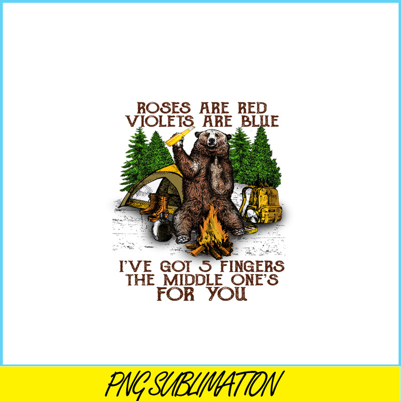 CAMP07112381-The Middle One's For You PNG Camping PNG Bear Holds A Beer PNG.png