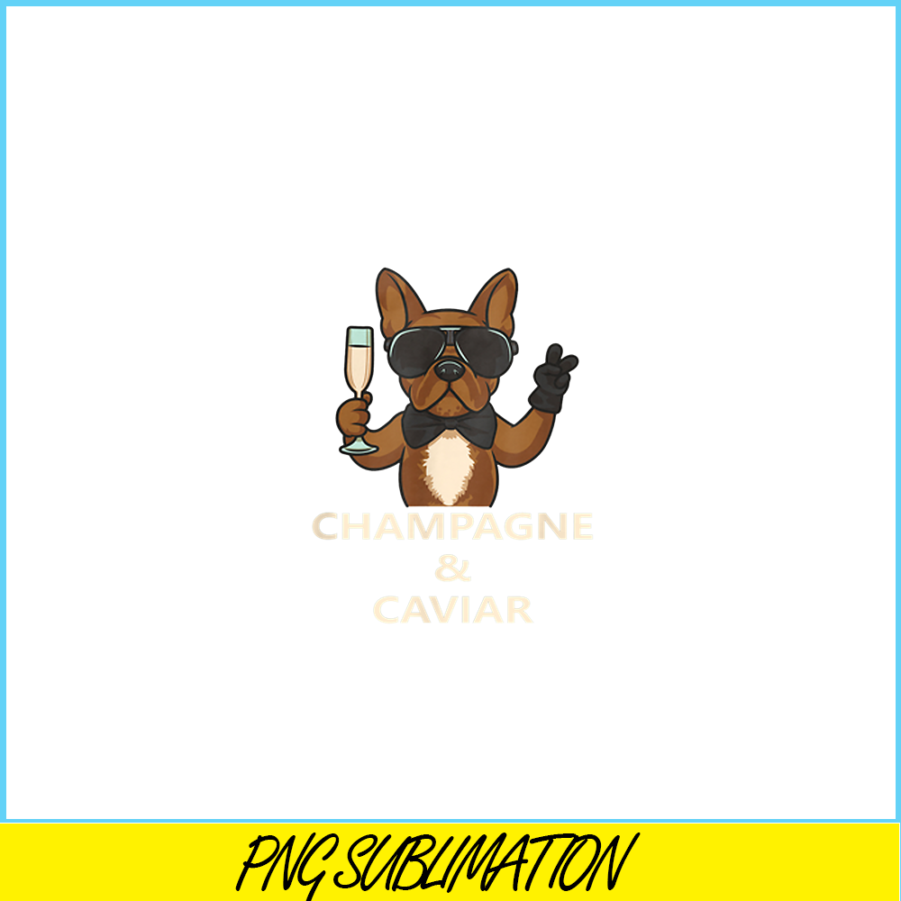 HL16102313-Champagne and Caviar PNG, French Bulldog PNG, Bulldog Mascot PNG.png