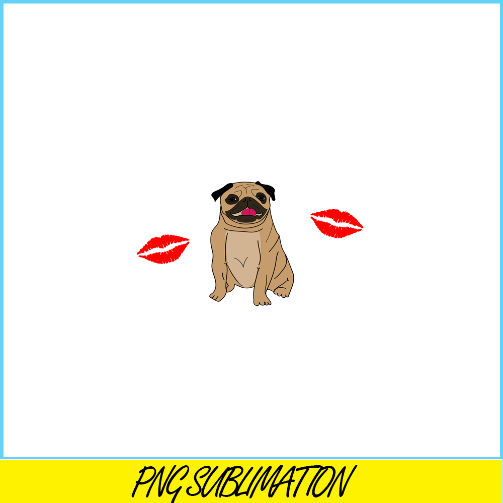 VLT21102347-Pug And Kisses PNG, Animal Valentine PNG, Valentine Holidays PNG.png