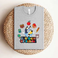 cute bluey teacher 100 days of school shirt