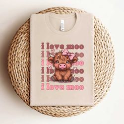 valentine highland cow western i love you shirt