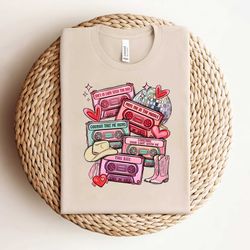 western 90s country music cassettes valentines shirt