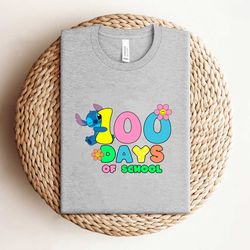 floral 100 days of school stitch shirt