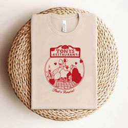 retro lady and tramp tonys restaurant shirt