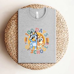 retro bluey bingo 100 days of school shirt