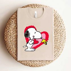 snoopy woodstock heart valentine couple shirt