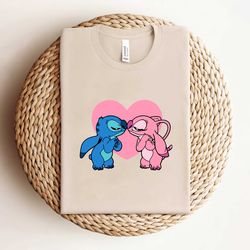 stitch and angel valentine disney couple shirt