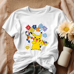 pikachu autism ribbon puzzle pieces shirt