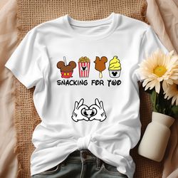 disney snacking for two pregnancy announcement shirt