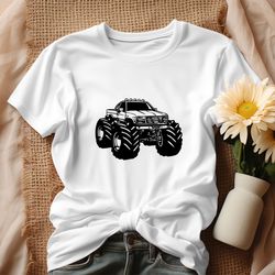 retro cartoon monster truck vector shirt