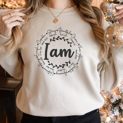 i am bible verse shirt , christian sweatshirt , faith shirt , bible verse shirt , inspirational gift,religious mom sweat