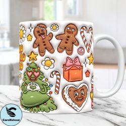 3D Christmas Mug Wrap Inflated Christmas Mug Wrap Sublimation Design PNG Christmas Puffy Mug Press Design 11oz and 15oz