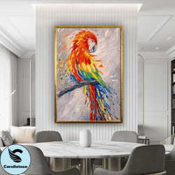 Animal Photo Art, Red and Yellow Canvas Art, Modern Art, Yellow Parrot Canvas, Contemporary Artwork, Parrot Poster, Anim