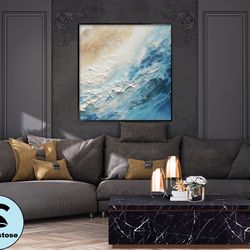 Original Abstract Seascape Oil painting, Modern Beach  For Living Room, Coastal wall Decor Living Room, officel Wall Art