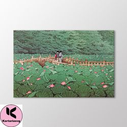 Summer Benton Shrine Shiba by Kawase Hasui Canvas Wall Art, Japanese Vintage Landscape Painting