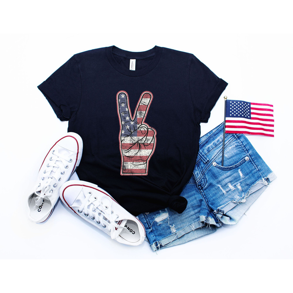 American Flag Peace Sign T-shirt, 4th Of July Shirt, Freedom Shirts, Independence Day Shirt, Fourth Of July Tee, Patriotic Shirt.jpg