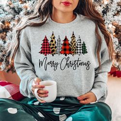 christmas shirt merry christmas buffalo plaid trees shirtmerry christmas t shirt leopard print trees christmas gift wh
