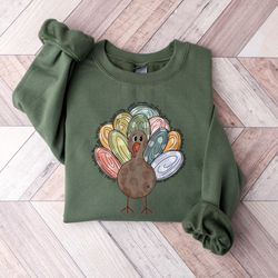 cute turkey fall thanksgiving sweatshirt thanksgiving family matching shirtturkey face shirtfunny thanksgiving shirtthan