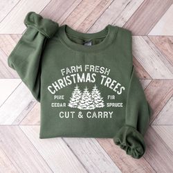 farm fresh christmas trees shirt pine spruce fir christmas gift ideas holiday shirt christmas sweatshirt unisex adult te