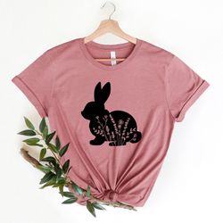 floral rabbit shirt bunny shirt easter shirt nature lover rabbit t shirt womens rabbit shirt rabbit lover tee