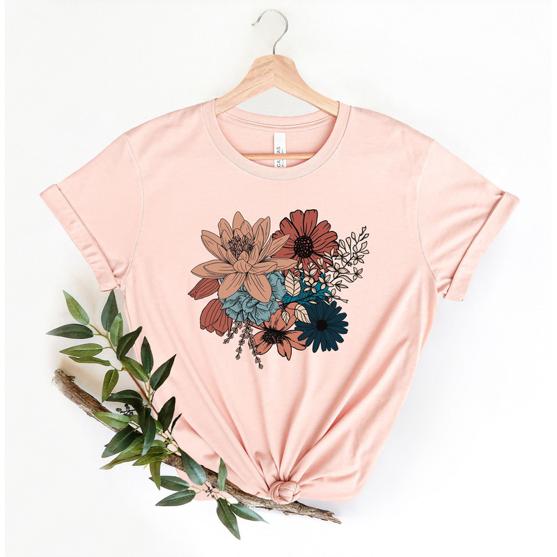 Flowers Shirt, Floral Tee, Flower Bouquet, Colorful Floral Tshirt, Nature Shirt, Plant Graphic Tee, Gift for Her.jpg