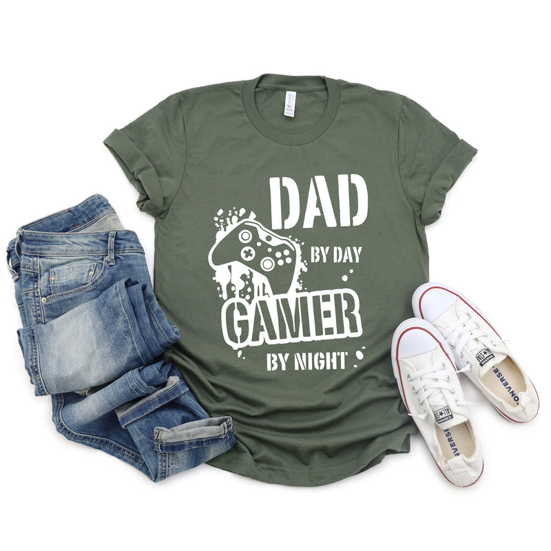 Funny Dad Shirt, Dad by Day, Gamer by Night Shirt, Father's Day Gift, Gamer Dad Shirt, Funny Gamer Shirt, Video Game, Daddy T Shirt.jpg