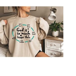god is so much bigger than your pain sweatshirt, christian hoodie for women, believe shirt, mental health shirt for chri