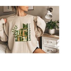 booktrovert sweatshirt, book lover gifts, librarian sweatshirt, book and plant shirt, gift for book lover, trendy bookwo