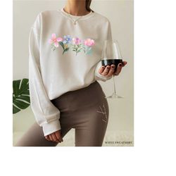 women's boho sweatshirt, girl's best friend gifts, trendy vsco girl hoodie, plant women's minimalist flower sweater,vint
