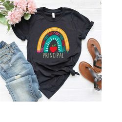 principal t shirt,teacher appreciation gift,rainbow principal shirt,new teacher gift,last day of school shirt,apple hear