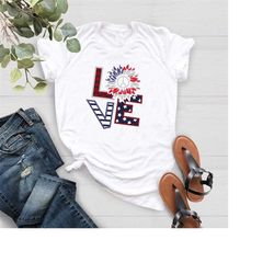 love america tshirt,womens 4th of july shirt,america sunflower shirt,independence day,girls freedom shirt,usa flag love