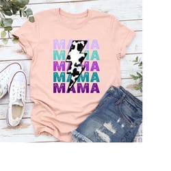 retro mama shirt,western mama tshirt,mama lightning bolt shirt,gift for mom,cow print mama shirt,mothers day gift,cute m