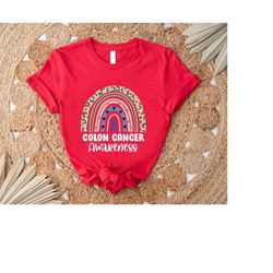 colon cancer awareness shirt,leopard rainbow colorectal cancer tee,cancer survivor t-shirt,cancer support gift,womens co